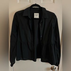 Abercrombie and Fitch Black Button Down Poplin Blouse